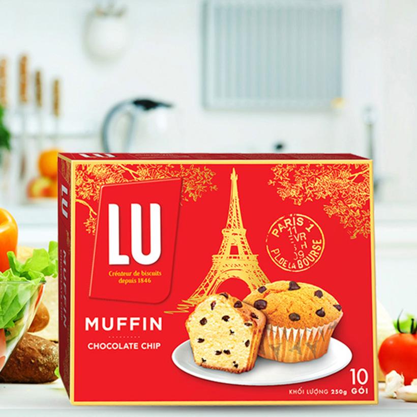 Bánh LU Muffin hạt socola hộp 250g (10 bánh)