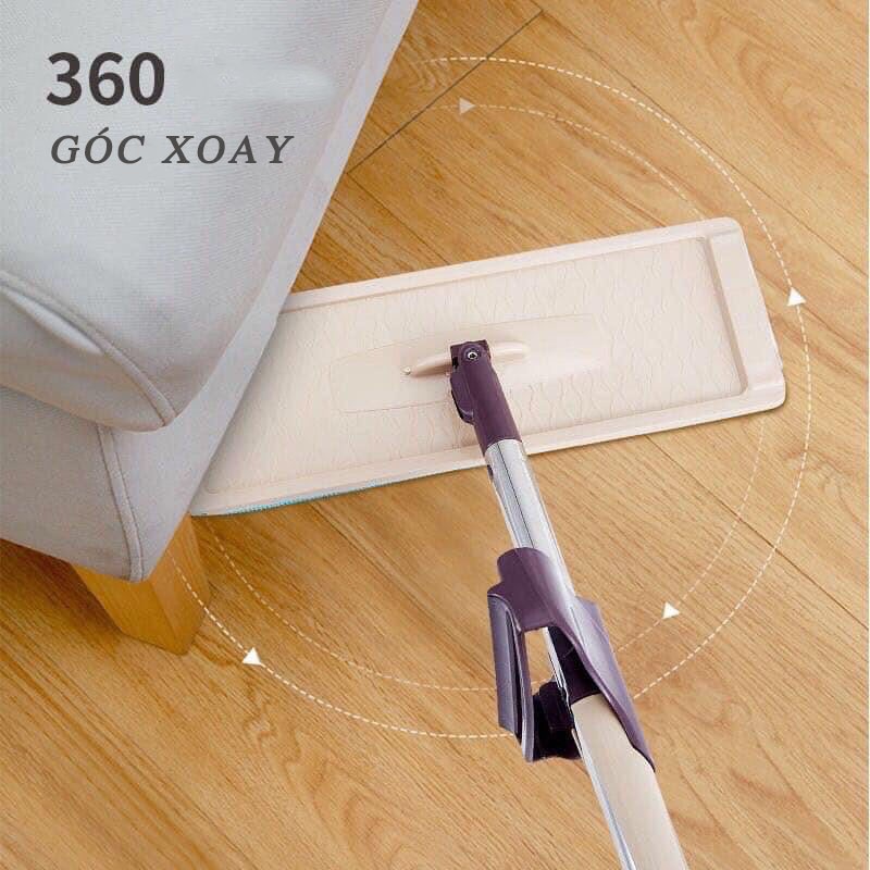 [HCM]Cây lau nhà, chổi lau nhà tự vắt phẳng thông minh xoay 360 độ [KÈM 2 BÔNG LAU]