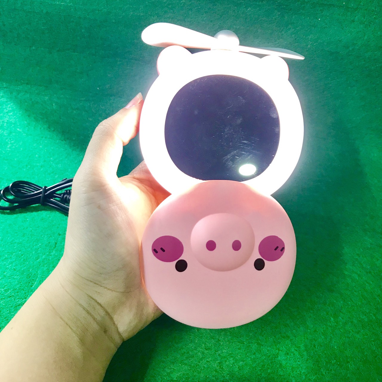 Gương Soi Kiêm Đèn Led Kèm Quạt