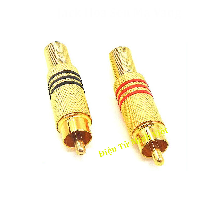 COMBO 2 Jack Hoa Sen Mạ Vàng - Jack RCA AV Bắt Vít ( Đỏ - Đen )