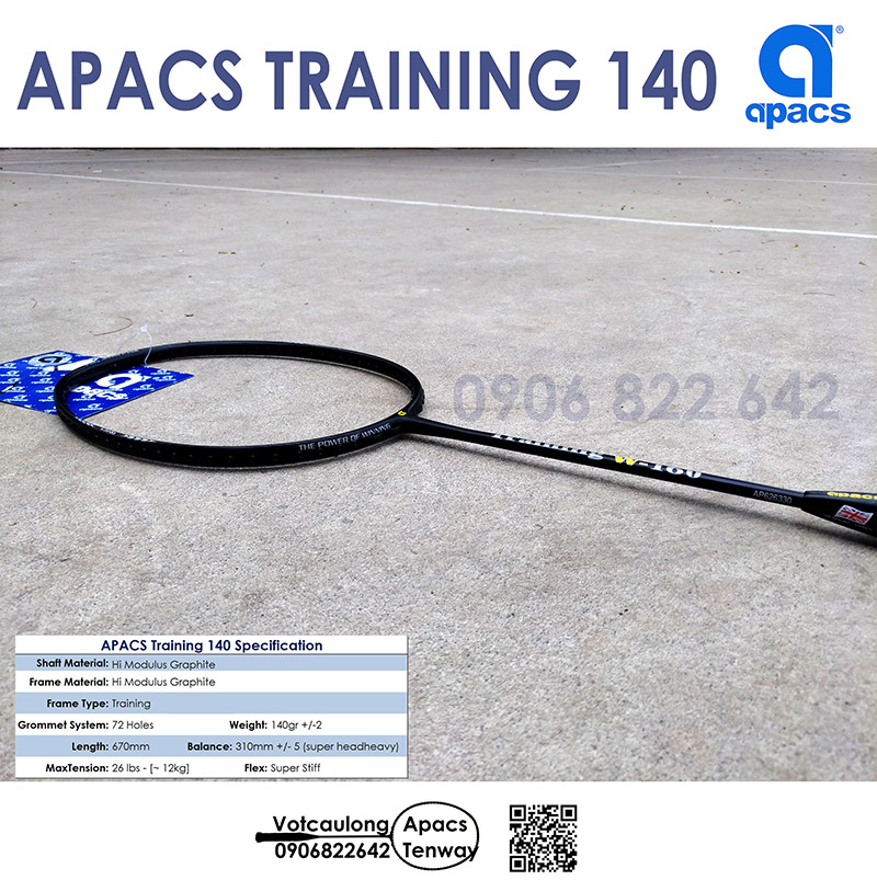 Vợt tập cầu lông Apacs Training 140gr Cải thiện khả năng điều vợt, tăng sức mạnh cho cú đánh