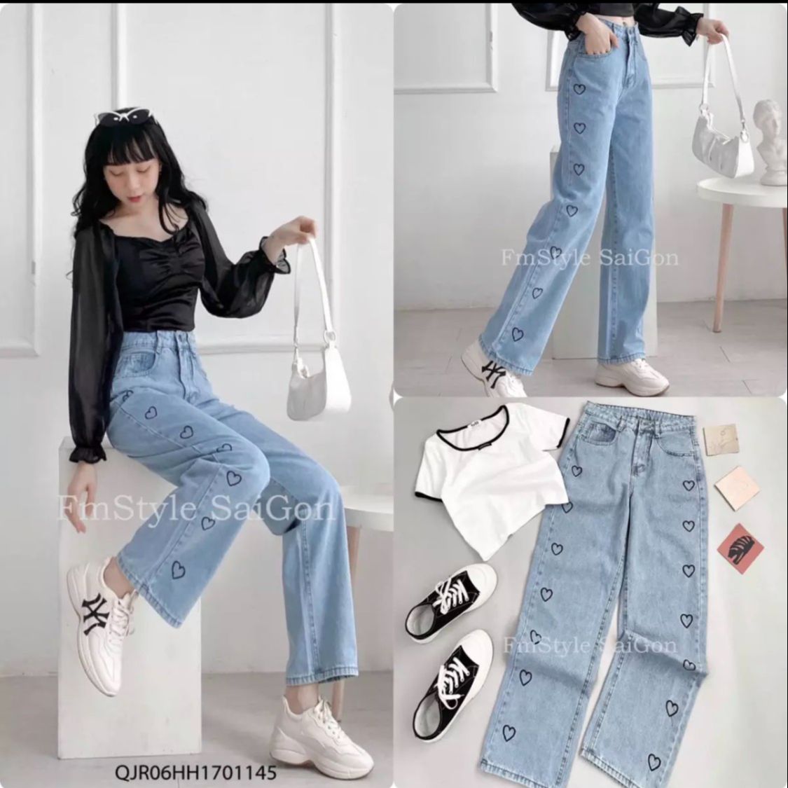 Quần jeans ống suông nữ mùa xuân và mùa thu lỏng phiên bản Hàn Quốc đã