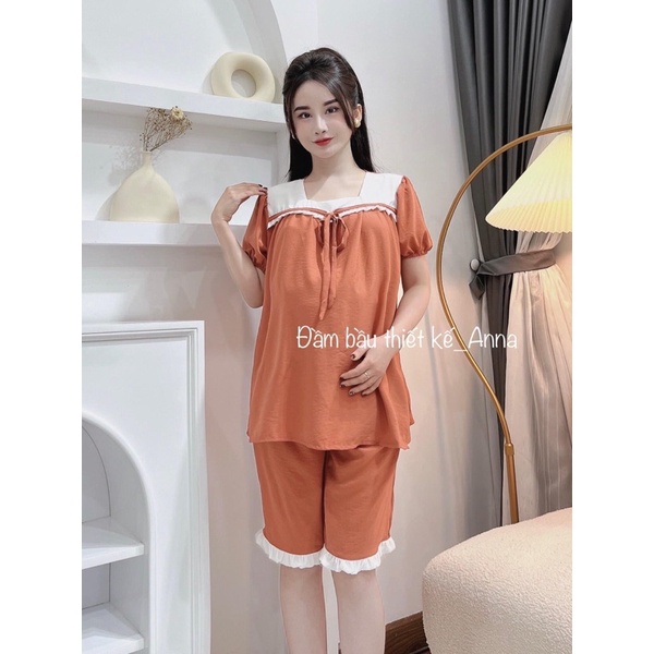 Bộ bầu lửng  và sau sinh chất lụa hàn mềm min mặc mùa hè mát mẻ