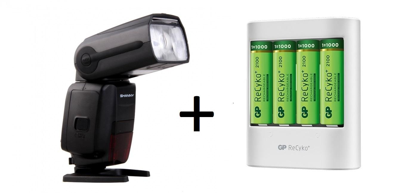 [HCM]COMBO ĐÈN FLASH SHANNY SN600N VÀ BỘ PIN+SẠC GP
