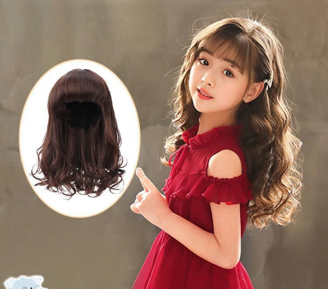bộ tóc giả ngắn xoăn bé gái