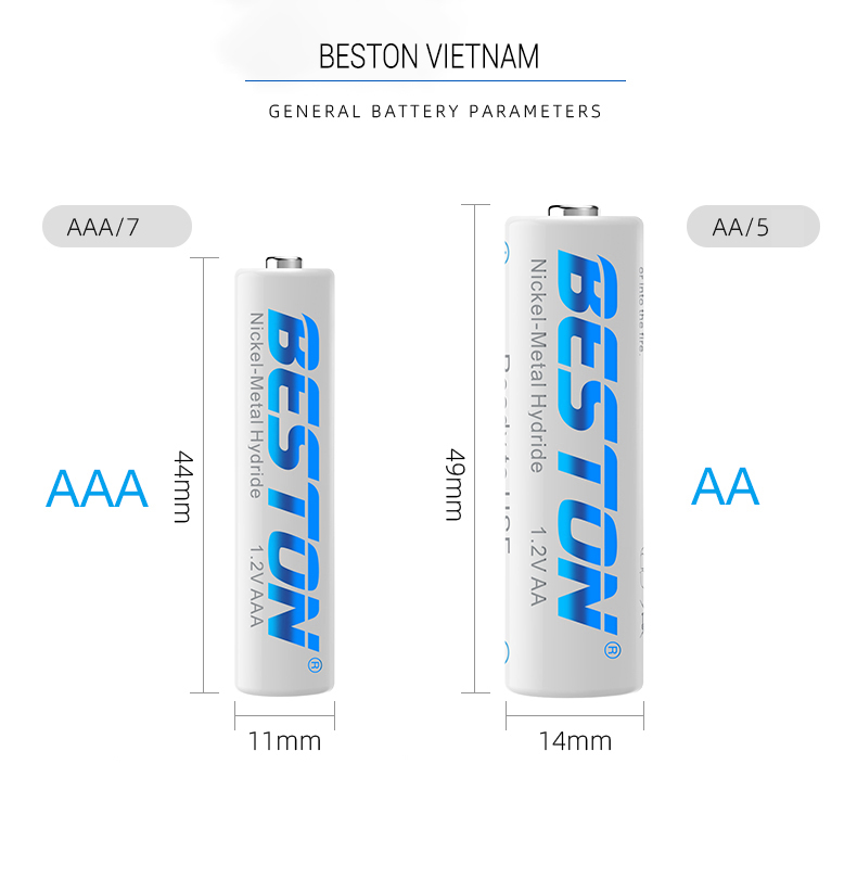 Pin Sạc AA AAA Beston dung lượng cao 3300mAh dùng cho micro, đồ chơi, đồng hồ.. Pin 2A 3A Beston thay thế cho pin tiểu, pin đũa 1.5v