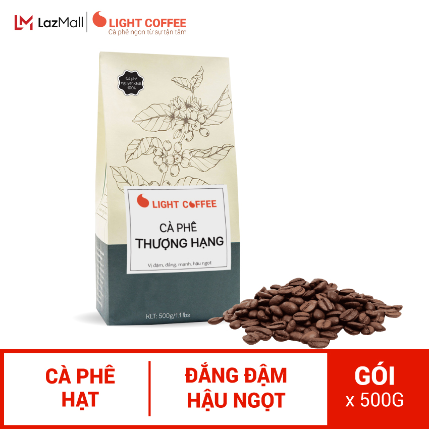 Cà phê hạt Robusta Thượng Hạng - nguyên chất 100%  - Light Coffee - 500gr