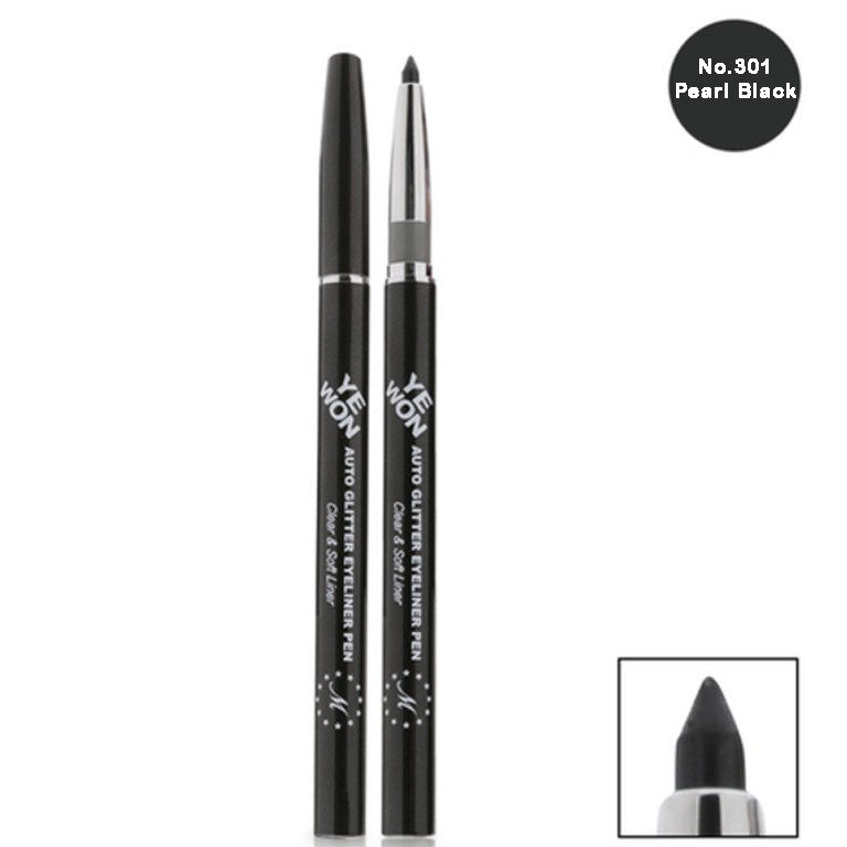 Chì kẻ mí kim tuyến Mira Glitter Auto Eyeliner Pen Hàn Quốc No.302 (Trắng) - Hàng chính hãng(Not Specified Others)