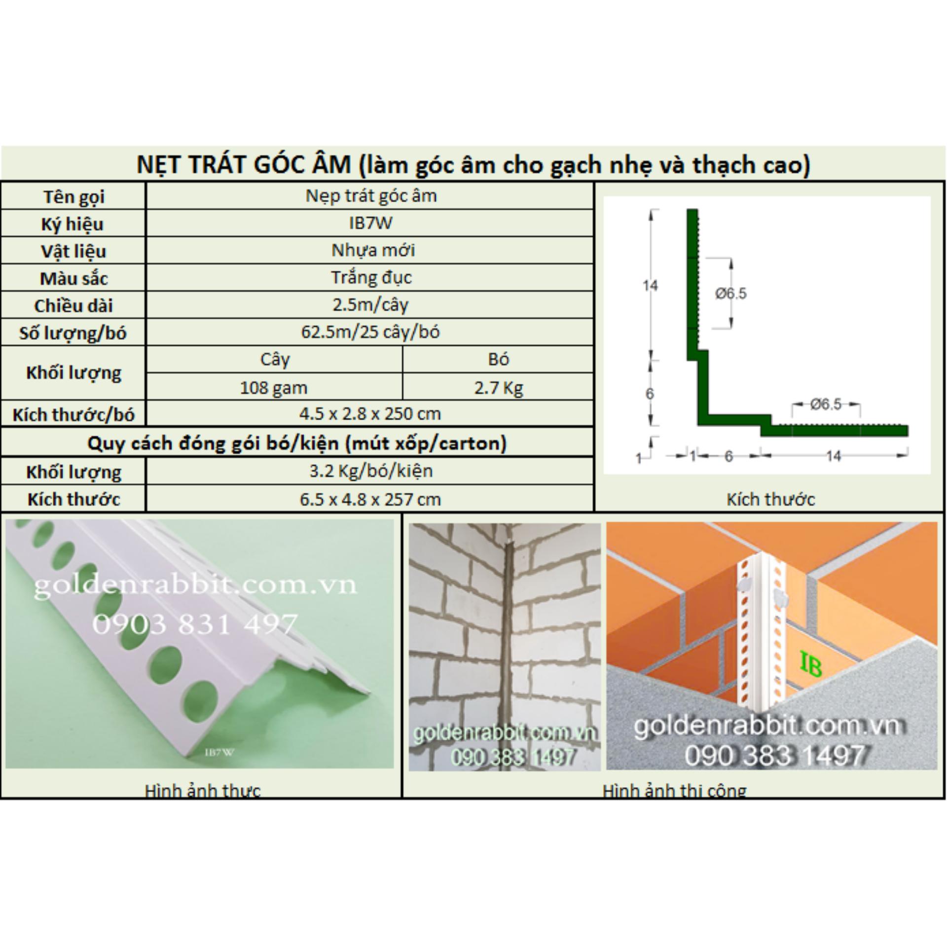 [HCM]NẸP TRÁT GÓC ÂM IB-7W