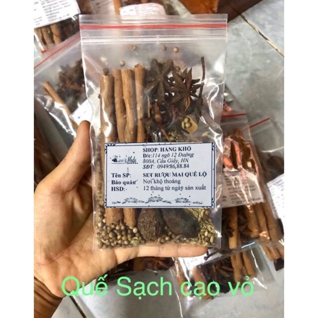 Set 8 vị ngâm mai quế lộ Quế sạch cạo vỏ