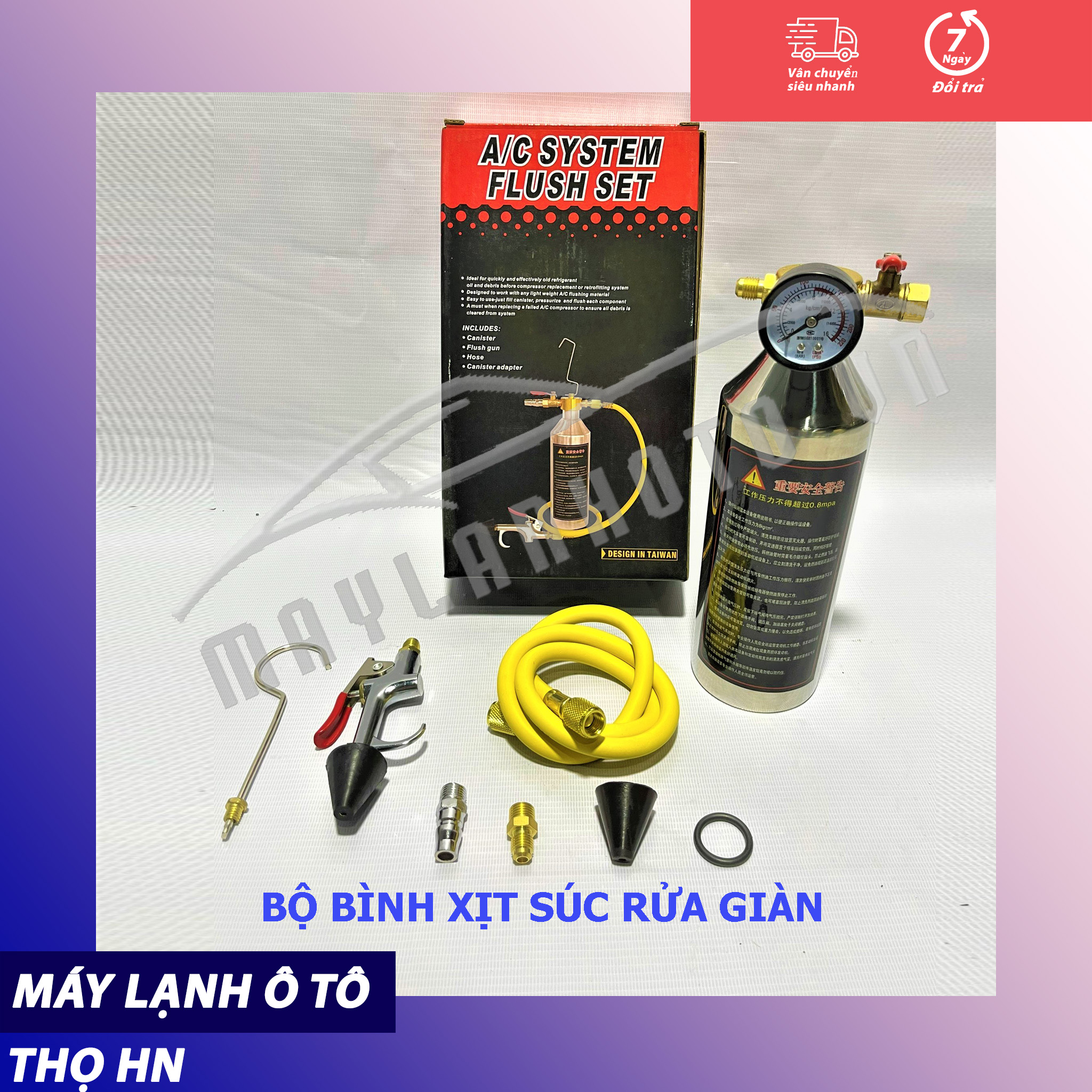 Bộ bơm xịt xúc rửa đường ống gas cho dàn nóng dàn lạnh - sục rửa giàn máy lạnh ô tô - súc ga ô tô