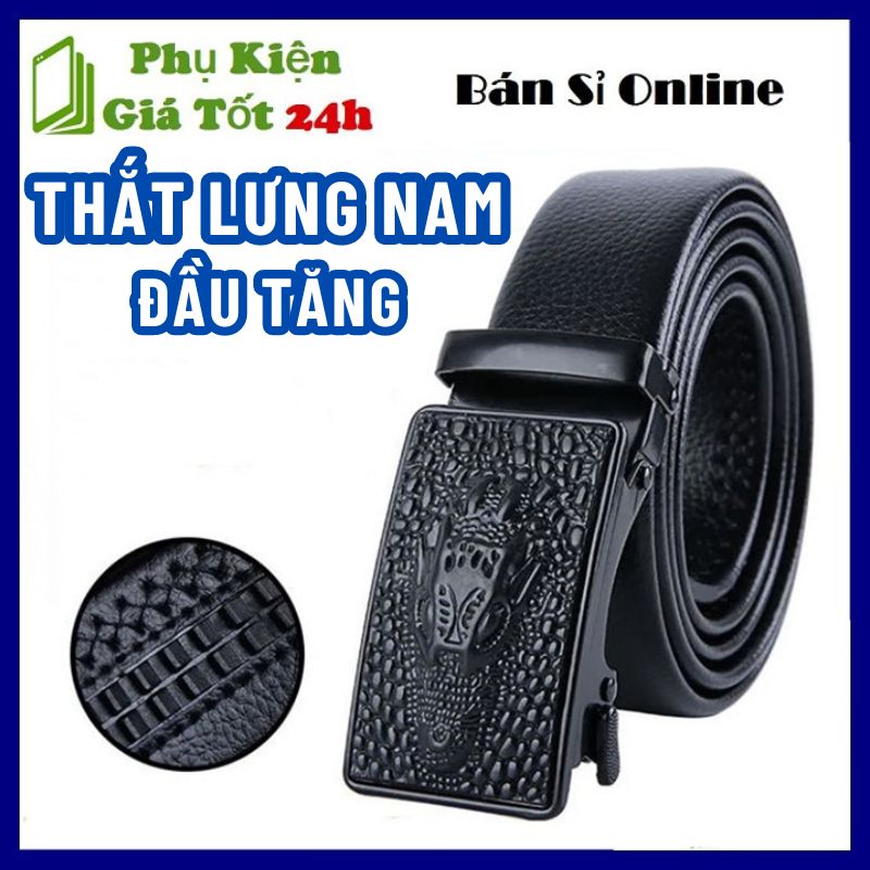 Thắt Lưng Nam Mặt Cá Sấu  Khóa Tự Động Hợp Kim Chống Rỉ Sang Trọng Cao Cấp -  Dây Nịch Nam , Dây Nịt Nam Đầu Tăng Tự Gài Thời Trang Kèm Ảnh Thật