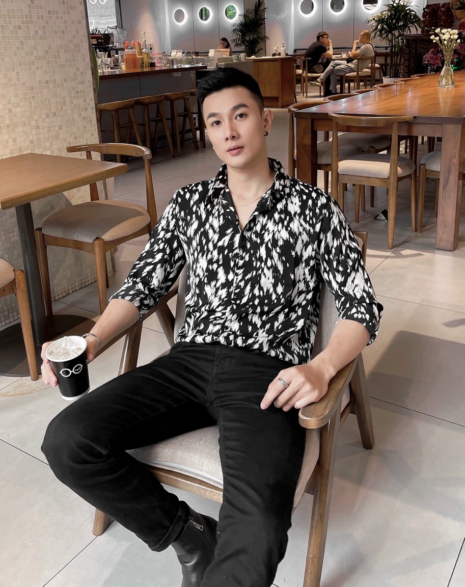 áo sơ mi lụa dài tay form rộng họa tiết S8