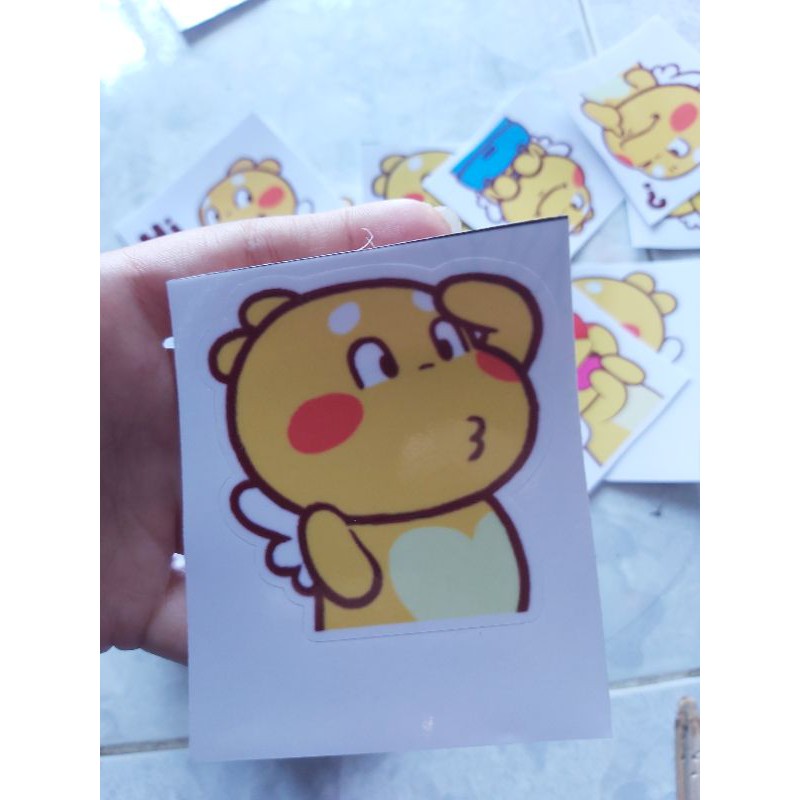 Combo 1 Tem Sticker Khủng Long Vàng Cute Dán Xe, Nón Giá Rẻ