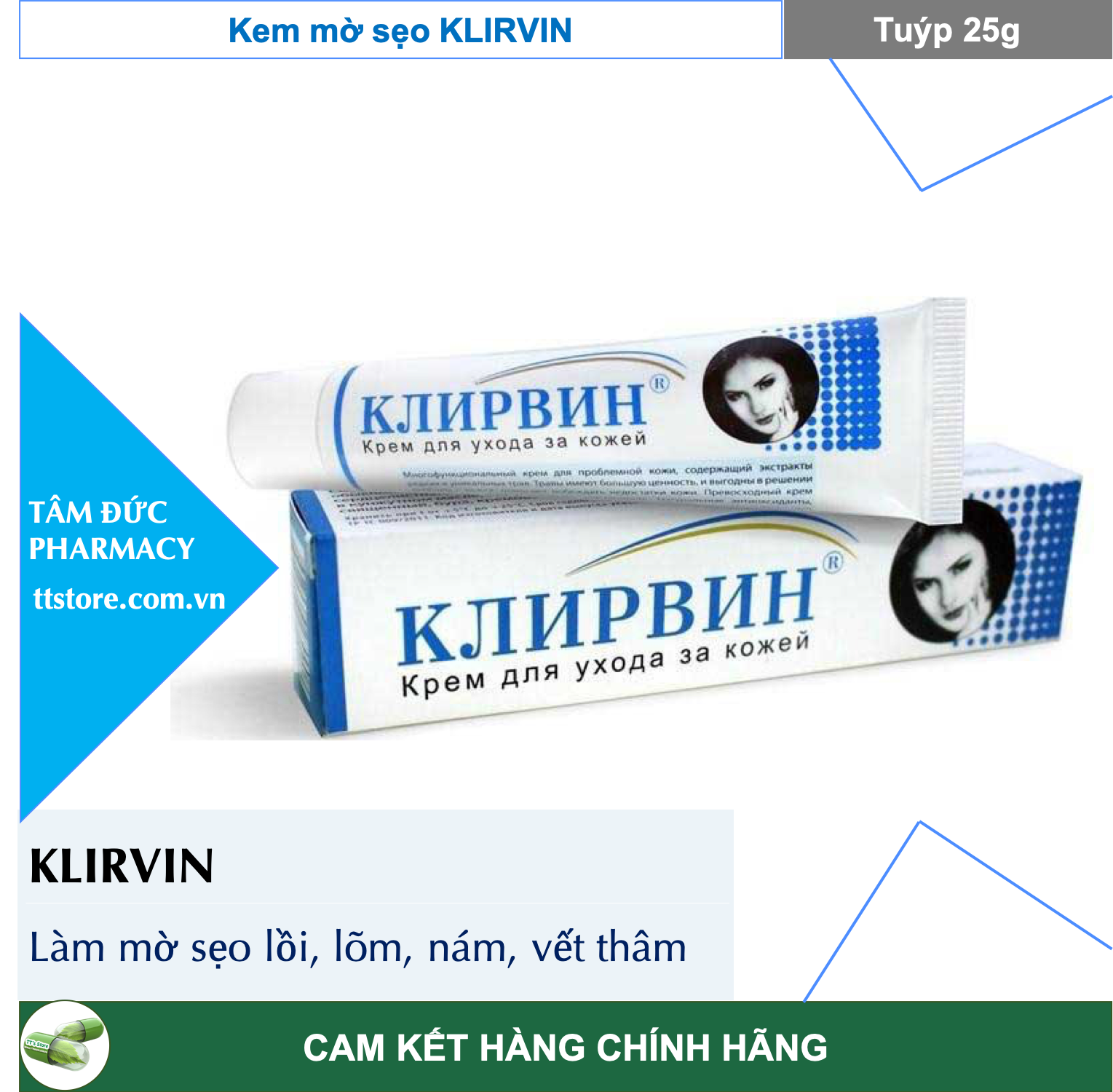 Kem Mờ Sẹo Thâm Rạn Da Nga Klirvin [Tuýp 25g]