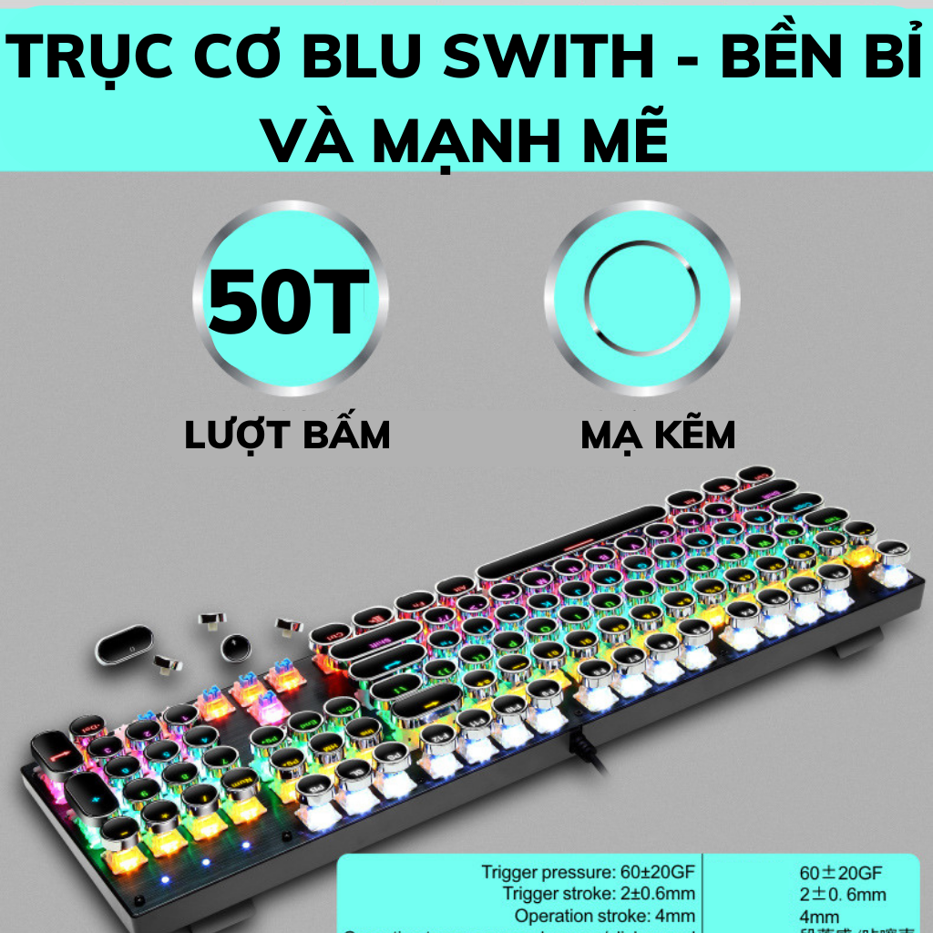 [FREESHIP MAX] Bàn phím cơ gaming LEAVEN K660 Led RGB 104 phím nút tròn blue swith chơi game dùng văn phòng siêu đẹp bảo hành 12 tháng-Toàn Lộc Computer