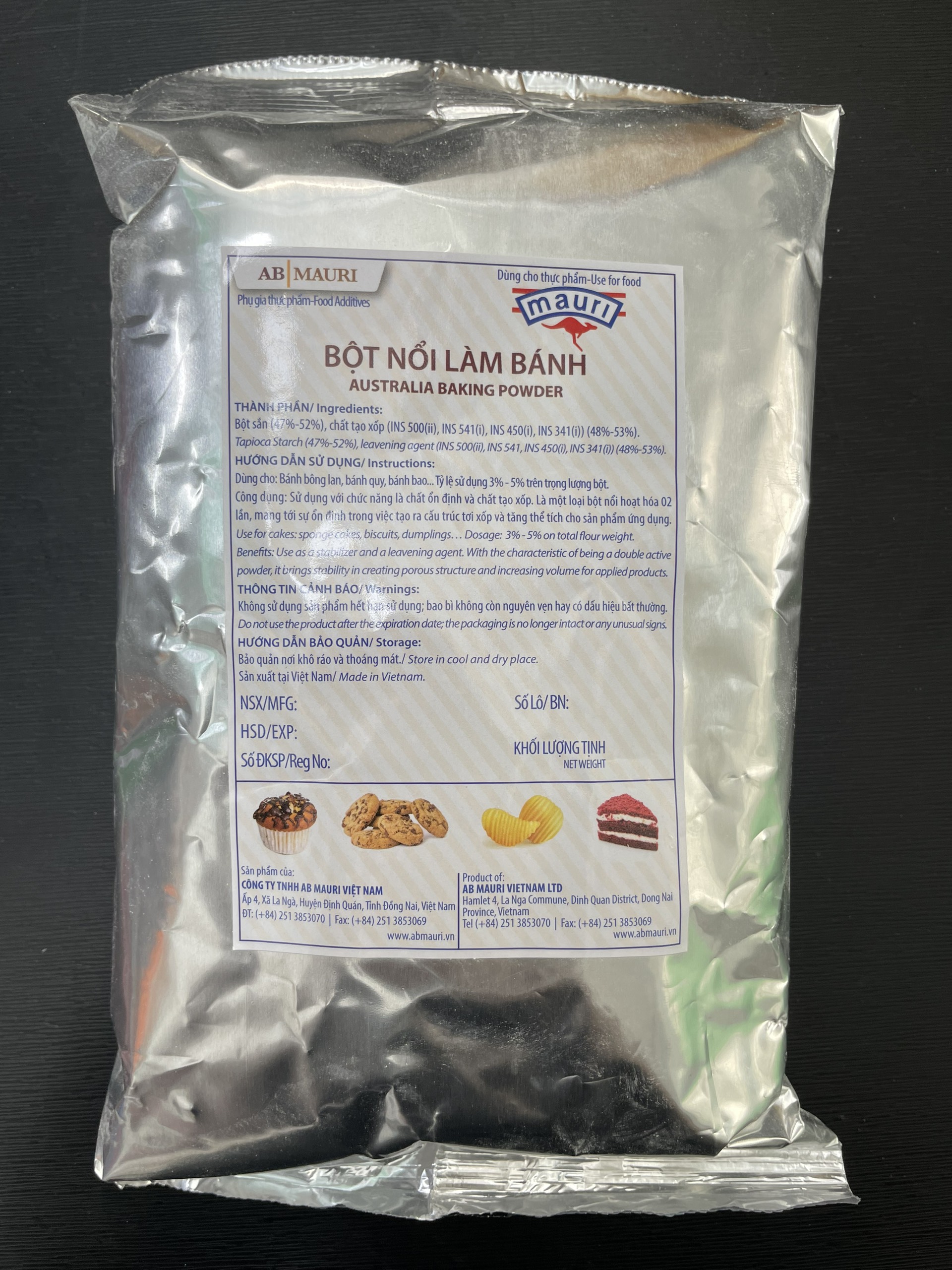 Bột nổi Baking powder AB Mauri hộp 1kg bao bì mới