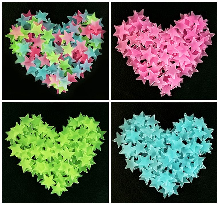 100 Ngôi Sao Dán Tường Dạ Quang 3cm phát sáng trong đêm-