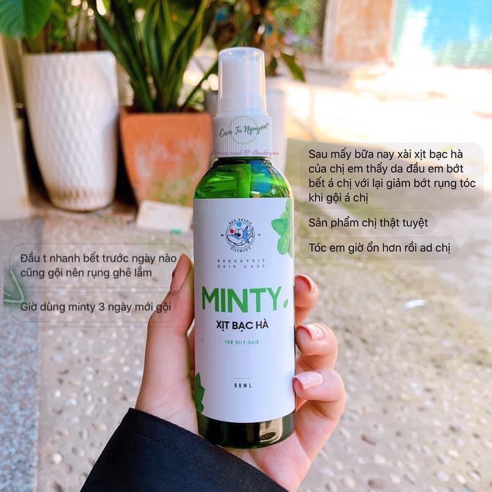[HCM]Xịt tóc Tinh dầu Bạc Hà Minty BAUKRYSIE ??cột tóc hoa cúc
