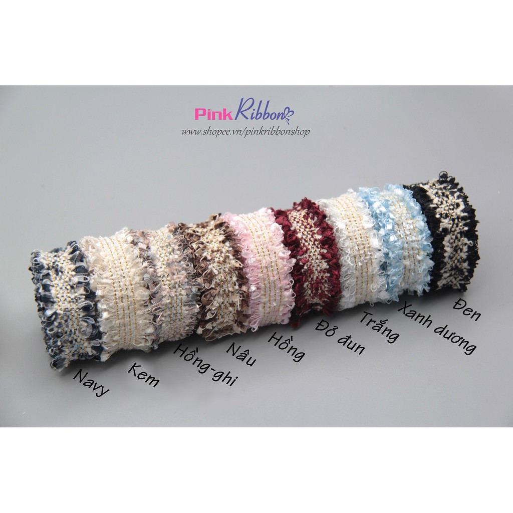 Ruy băng dạ tweed 3 size - phụ kiện thời trang may mặc