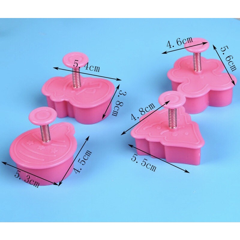 Bộ 4 khuôn nhấn cookie noel có lò xo