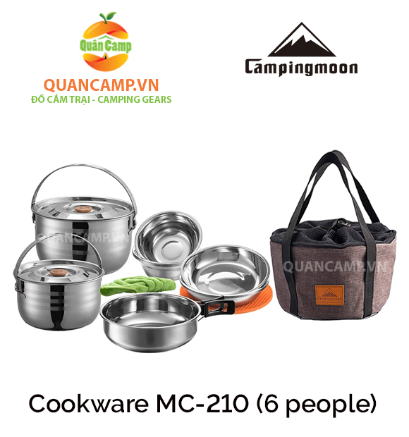 Bộ nồi nấu ăn dã ngoại bằng thép không rỉ Campingmoon Cookware MC-210