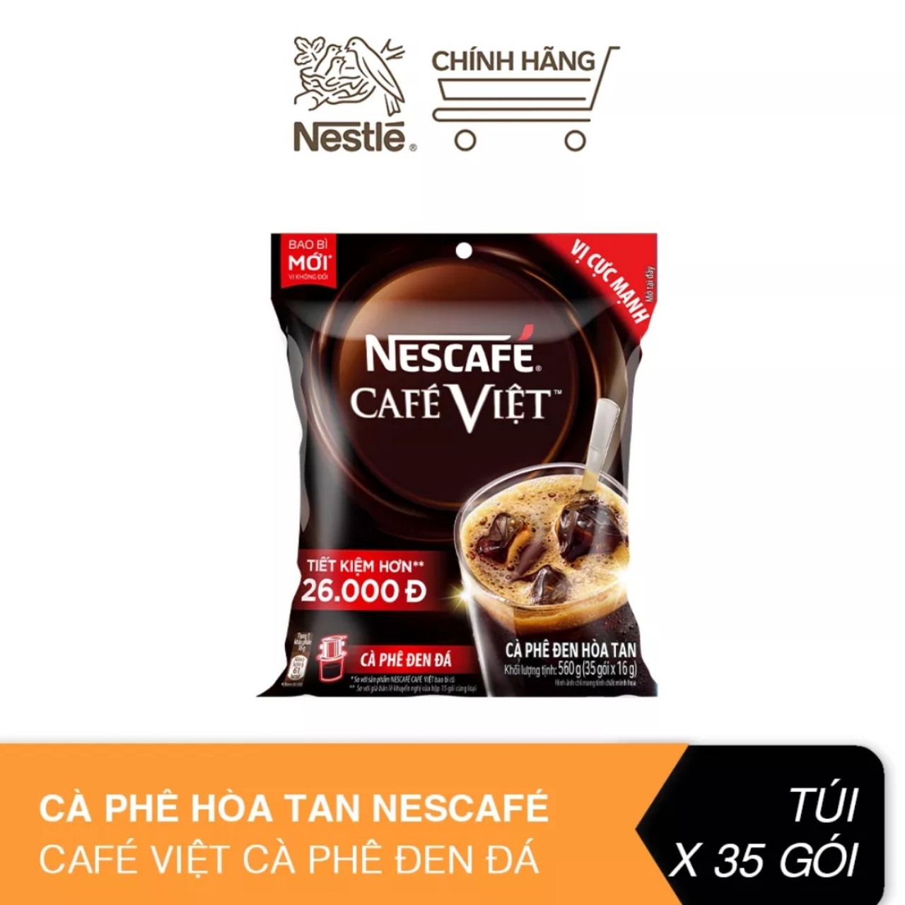 NESCAFÉ CAFÉ VIỆT CÀ PHÊ ĐEN ĐÁ (35 gói x 16g) Lazada.vn