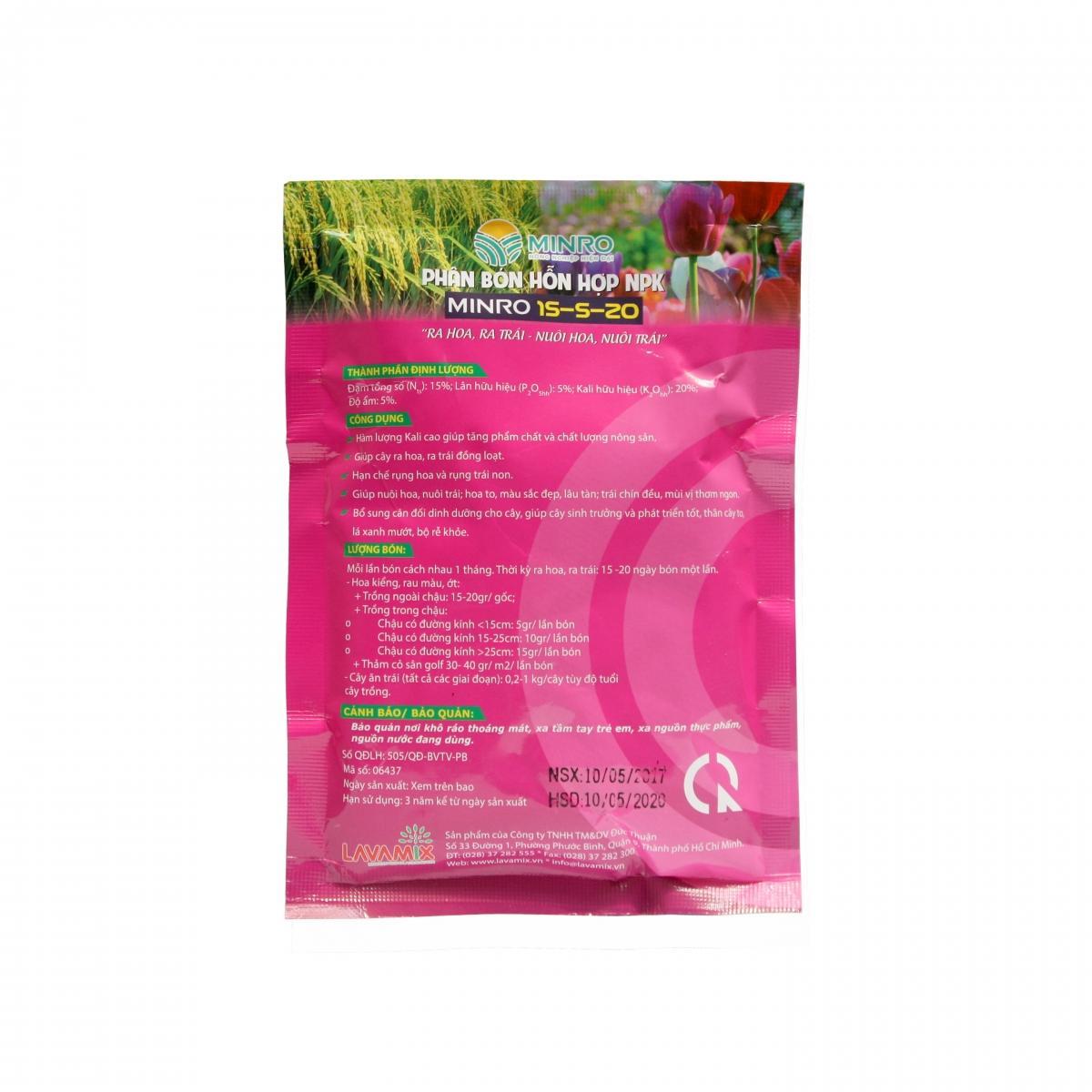 2 pack NPK minro 15-5-20 fertilizer detector pack fruit beans 200gr