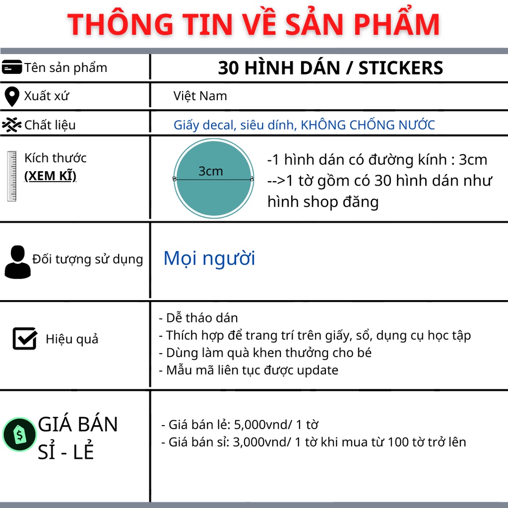 30 miếng dán stickers hình QUỲNH AKA