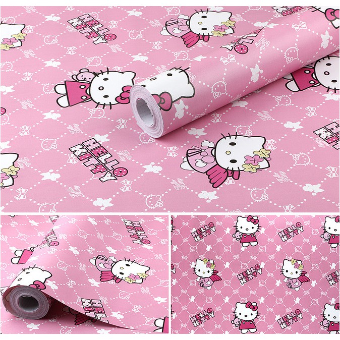 1 mét Decal giấy dán tường kitty thiên thần khổ rộng 45cm có sẵn keo