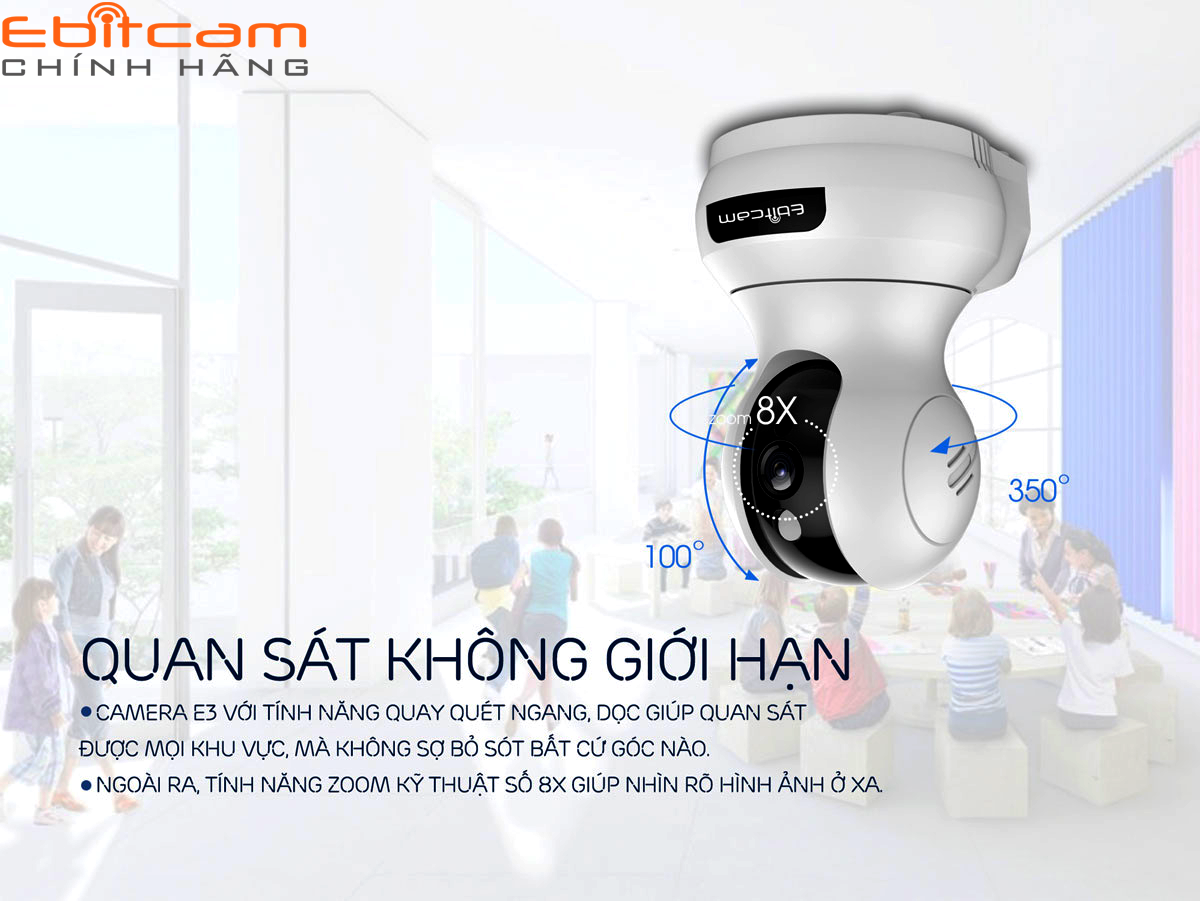 CAMERA IP EBITCAM E3 2.0MP (FULL HD 1080P) + Tùy chọn thẻ nhớ
