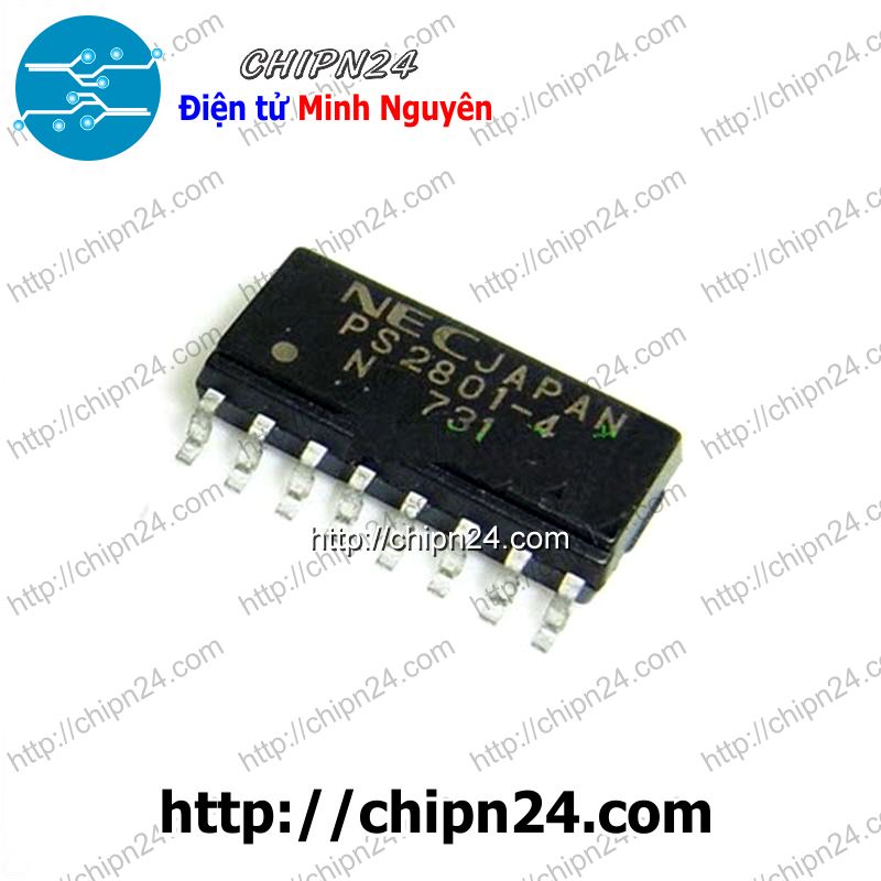 [1 con] (sop) ic dán ps2801-4 sop-16 (smd) (transistor output optocouplers ps2801 2801 50ma 80v)