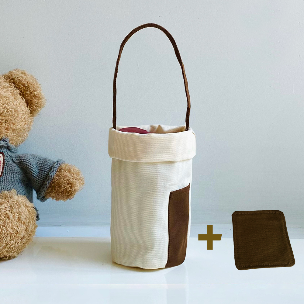 Túi đựng bình giữ nhiệt có nếp gấp chỉnh chiều cao, túi vải canvas đựng ly giữ nhiệt size 700ml 450ml 500ml 600ml 750ml