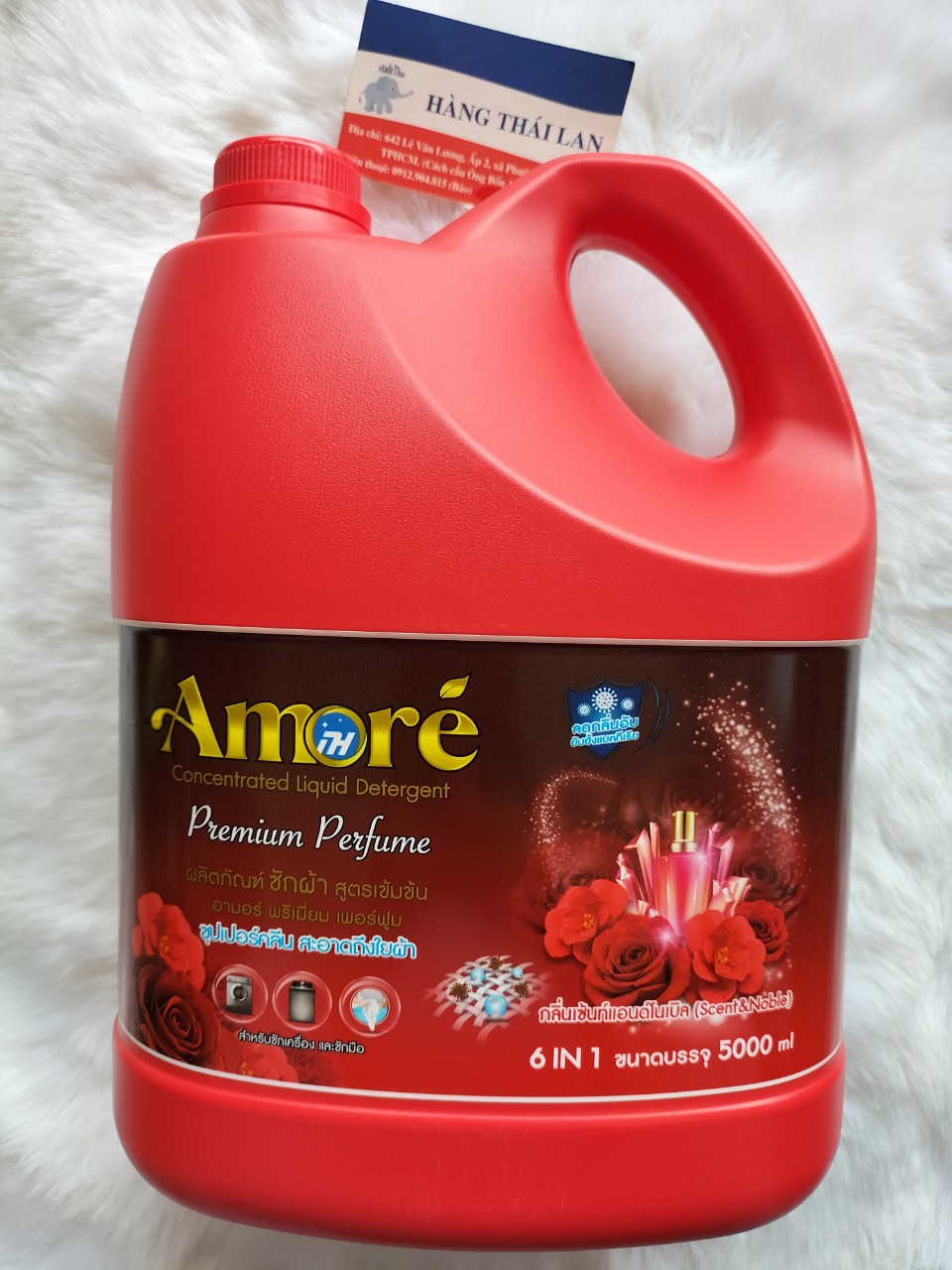 Nước giặt xả amore thái lan 6 in 1 đậm đặc 5000ml màu đỏ