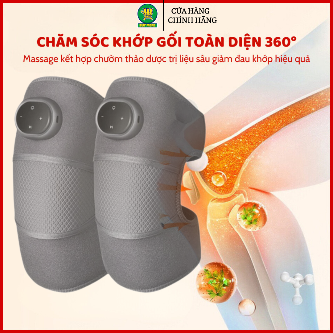 Máy massage đầu gối với công nghệ làm nóng + rung đa điểm châm cứu +trị liệu, hiện đại, cao cấp.