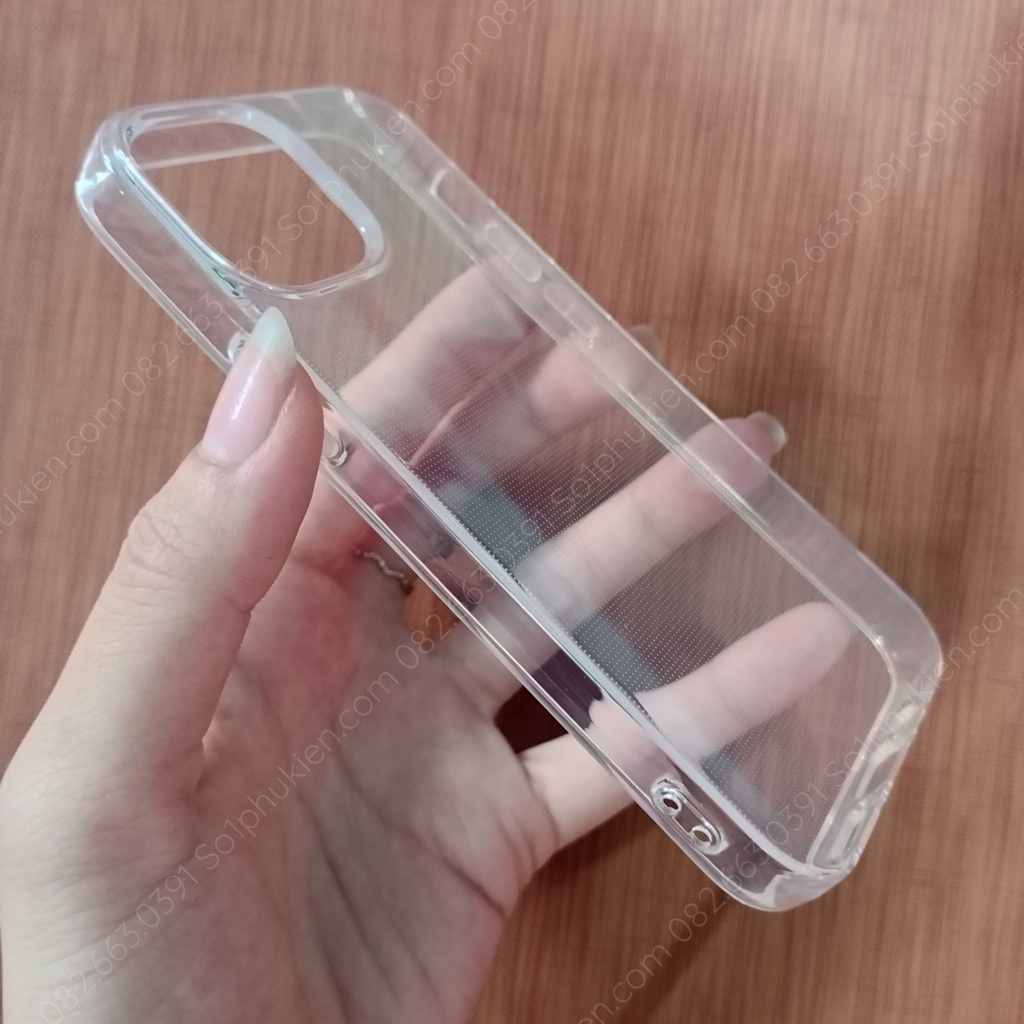 Ốp lưng Iphone 13 mini dẻo trong viền cam gồ/ không gồ cao cấp, bền đẹp