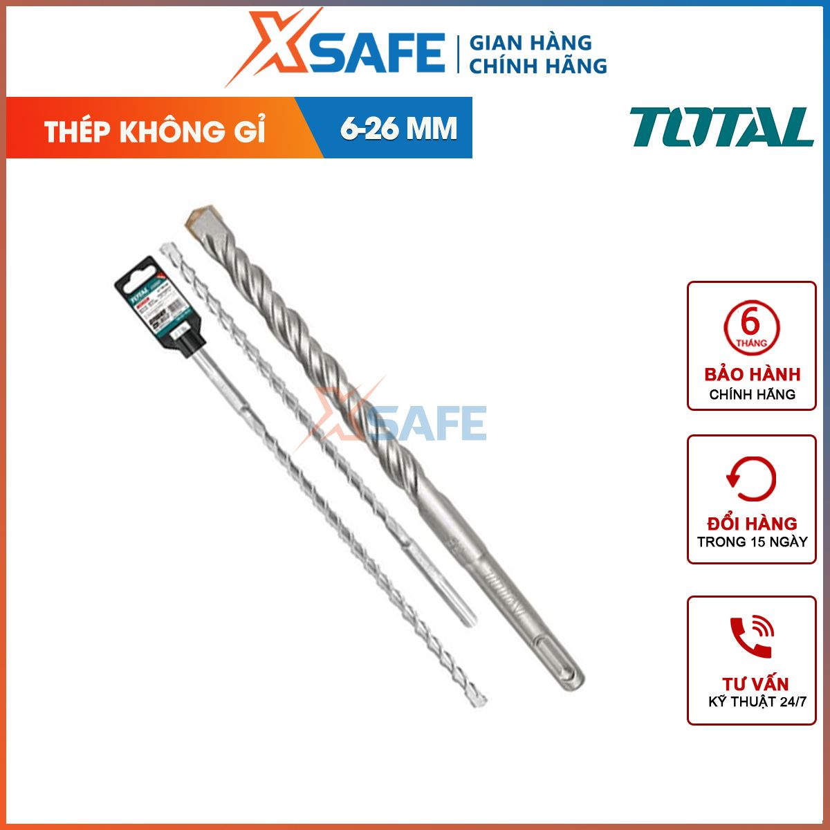 Concrete drill bits shank tuck total TAC310601, material drill made from high grade steel, hard, drill wall, concrete effect