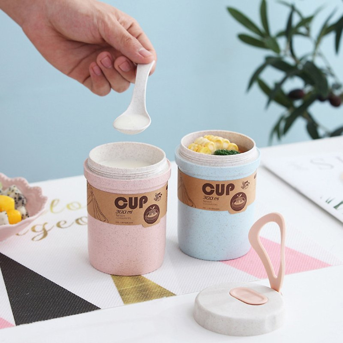 Cốc Đựng Súp Kèm Muỗng 330ml