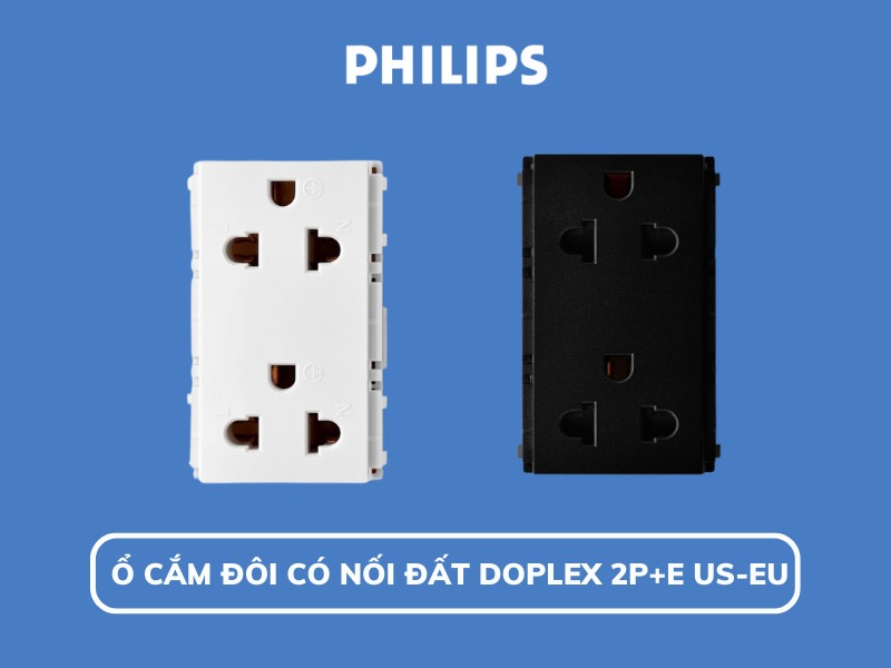 Ổ cắm đơn / Ổ cắm đôi LeafStyle Philips - Đa dạng loại ổ cắm (có nối đất, có công tắc)