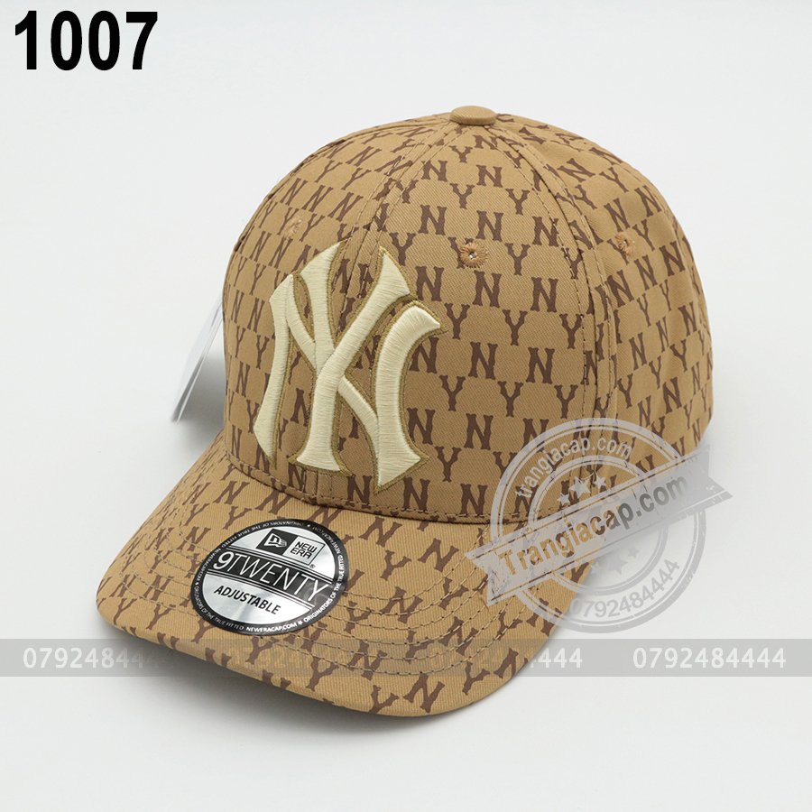 Nón kết MLB Monogram NY nâu đen