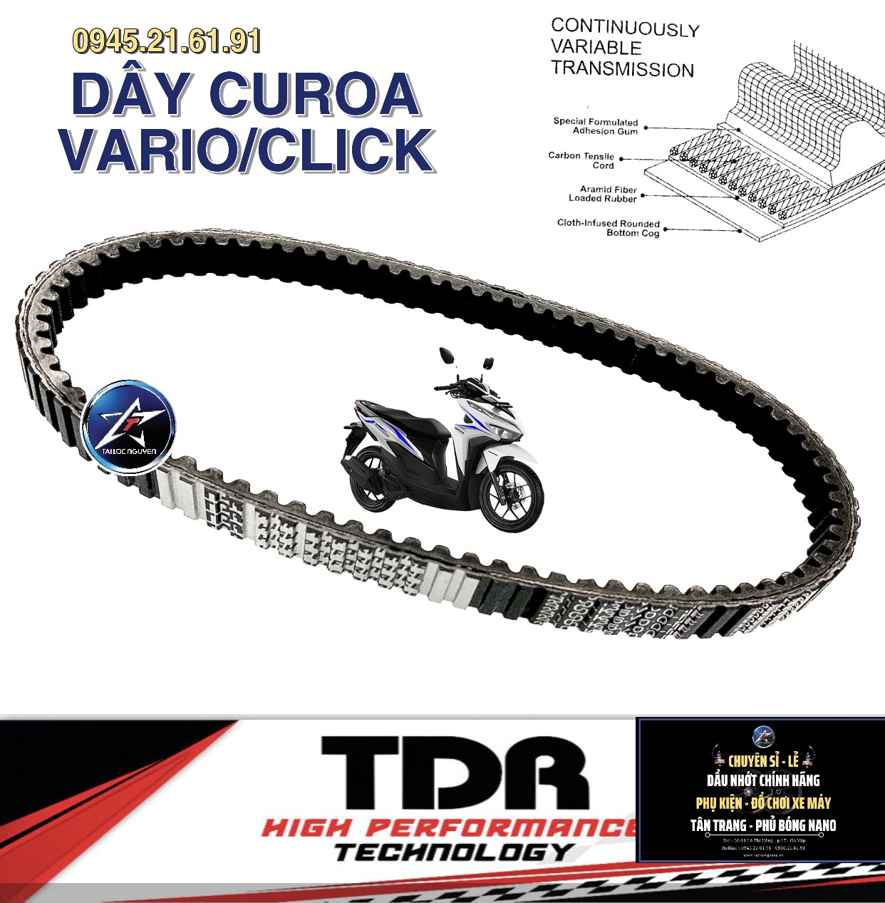 [HCM]DÂY CUROA TDR CHO HONDA VARIO/CLICK CHÍNH HÃNG