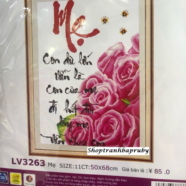 Tranh thêu chữ thập mẹ lv3263 kích thước 50 x 68 cm