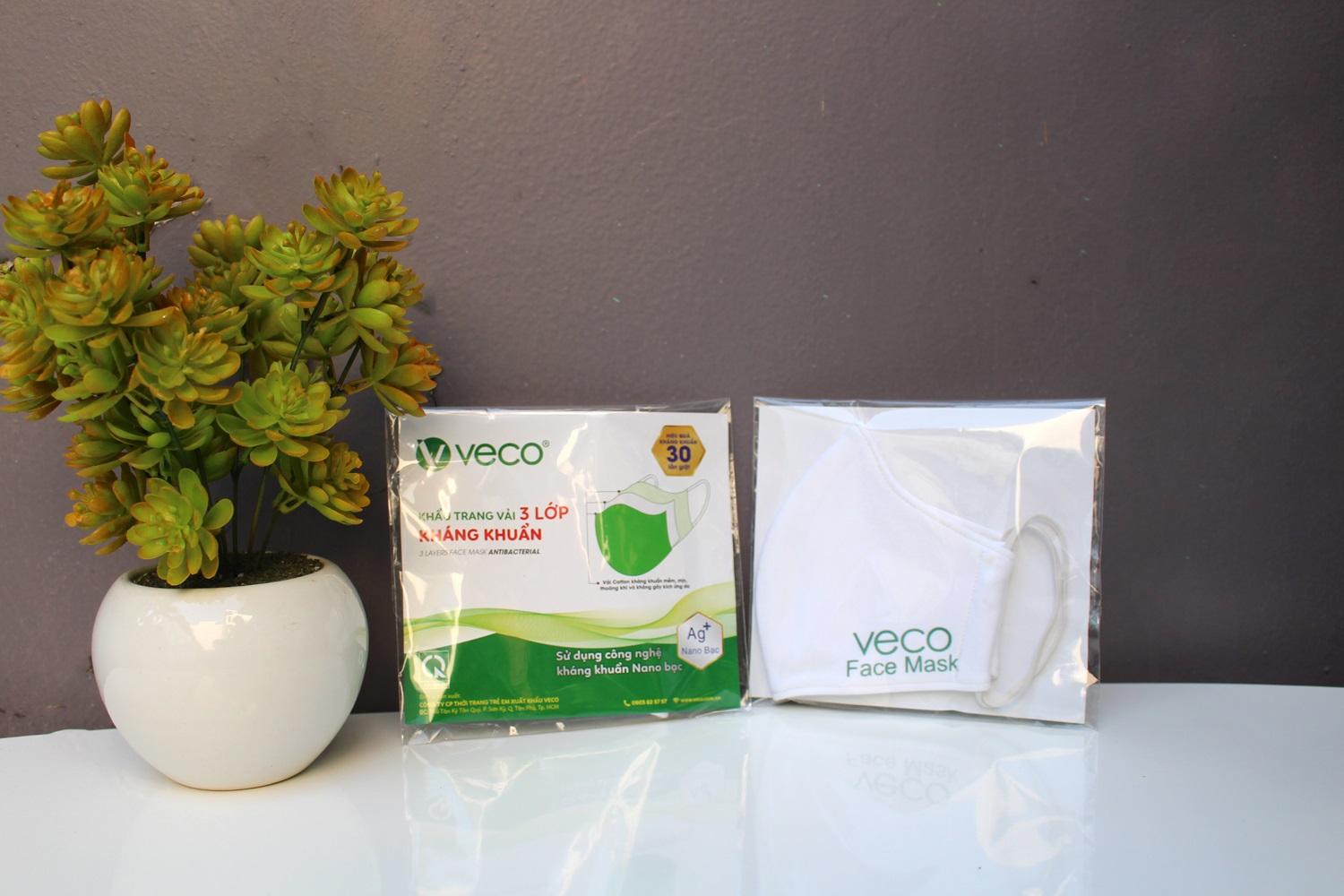 Khẩu trang vải 3 lớp kháng khuẩn VECO