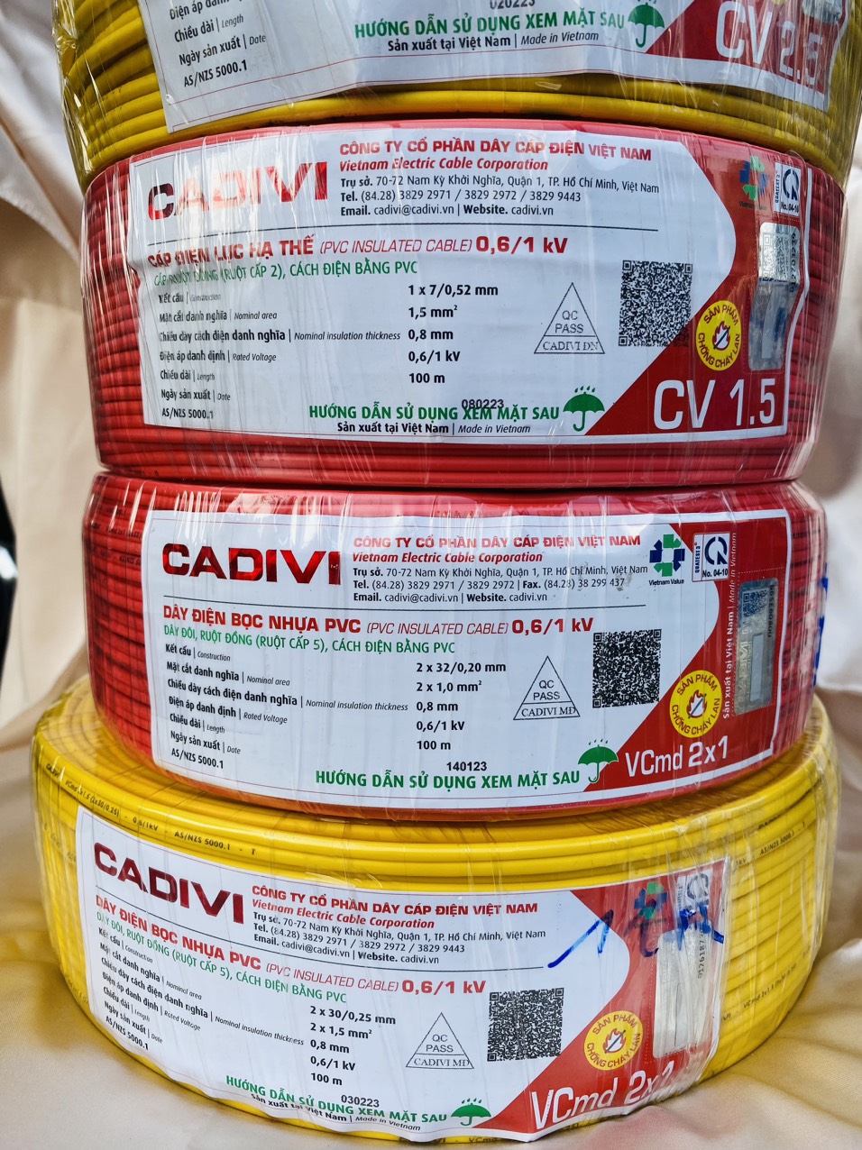 Dây điện đơn CADIVI CV 1.5 - CV 2.5