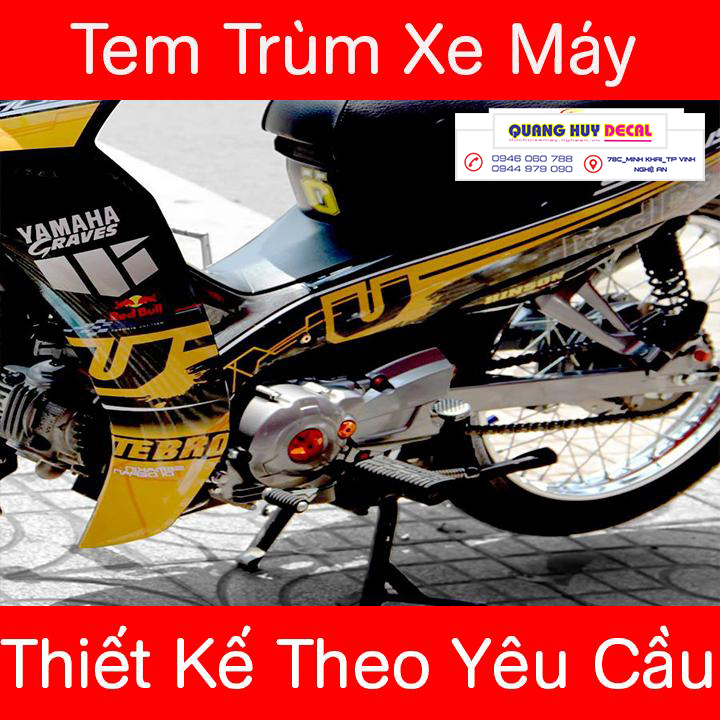 Tem trùm sirius vàng đen - Độ tem xe sirius thiết kế theo yêu cầu - Chế tem trùm xe sirius rẻ đẹp