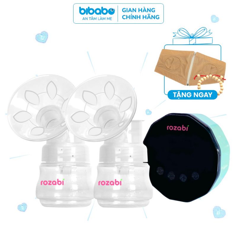 Có pin sạc Máy hút sữa điện đôi Rozabi Basic Plus massage êm ái, hút kiệt