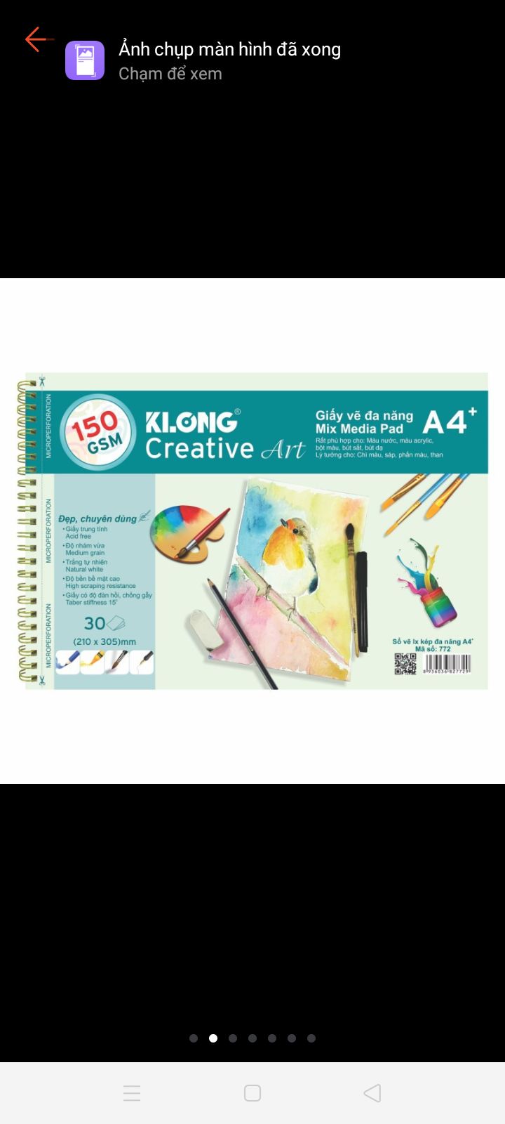 Vở vẽ màu nước Klong 772