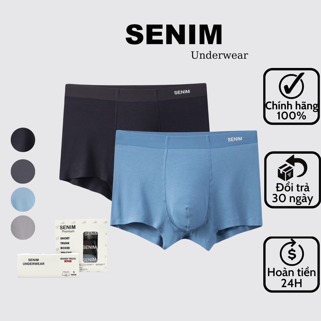 Quần lót nam Boxer chất cotton gỗ sồi cao cấp, combo 5 quần sịp đùi nam chính hãng SENIM
