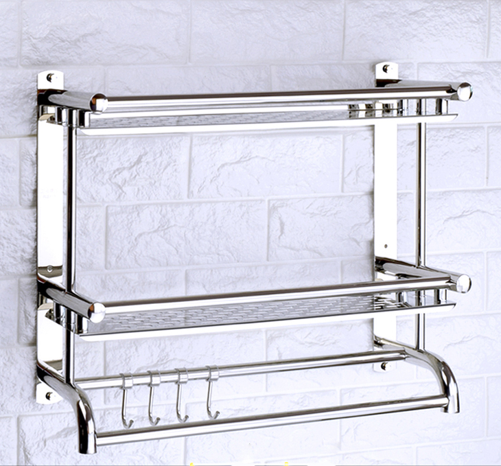 Kệ để đồ nhà tắm inox dán tường 60cm, 40cm, giá để đồ nhà tắm, giá treo khăn nhà tắm