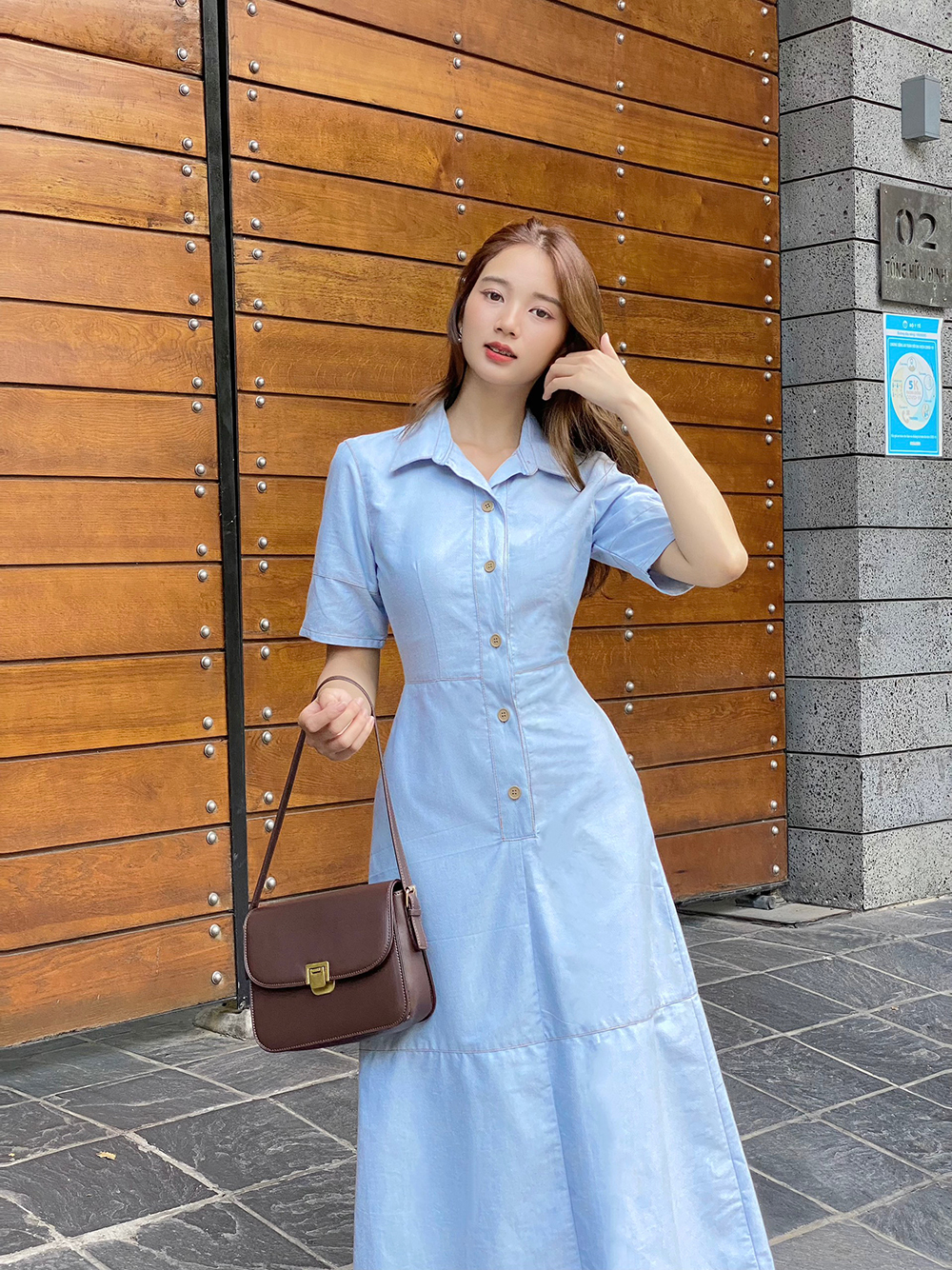 AfterBefore | Đầm denim midi 2 màu